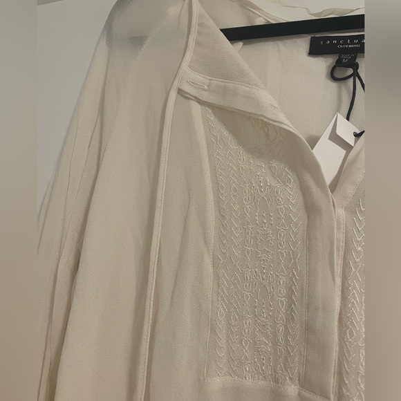 NWT Boho Cream Long-Sleeve Lace Top - Picture 2 of 5